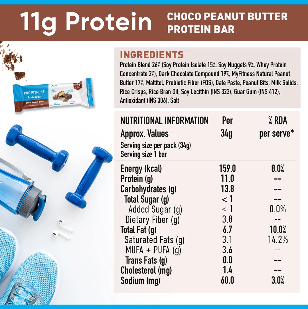 11g Protein Bar - Choco Peanut Butter (Pack of 6)