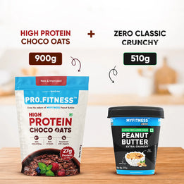 High Protein Combo | High Protein Chocolate Oats + Peanut Butter Classic Zero | Healthy Breakfast High Protein Combo | High Protein Chocolate Oats + Peanut Butter Classic Zero | Healthy Breakfast