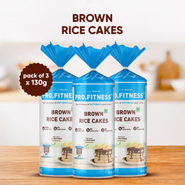 Pro.Fitness Brown Rice Cakes | 100% Whole Grain Brown Rice | 8.4% Protein | 7.2% Fibre | Zero Added Sugar I Pack of 3 Pro.Fitness Brown Rice Cakes | 100% Whole Grain Brown Rice | 8.4% Protein | 7.2% Fibre | Zero Added Sugar I Pack of 3