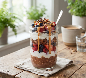 Choco Oats & Fruit Parfait