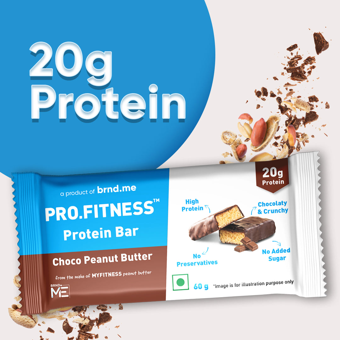 PRO.FITNESS Chocolate Peanut Butter Protein Bar 60g, Pack of 6
