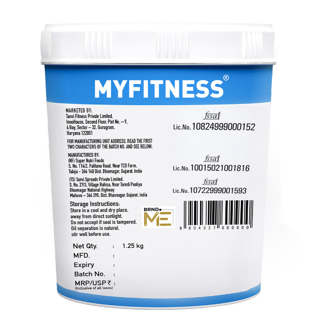 MyFitness Peanut Butter - Natural Unsweetened | 25% Protein | Smooth | Zero Sugar Peanut Butter Spread