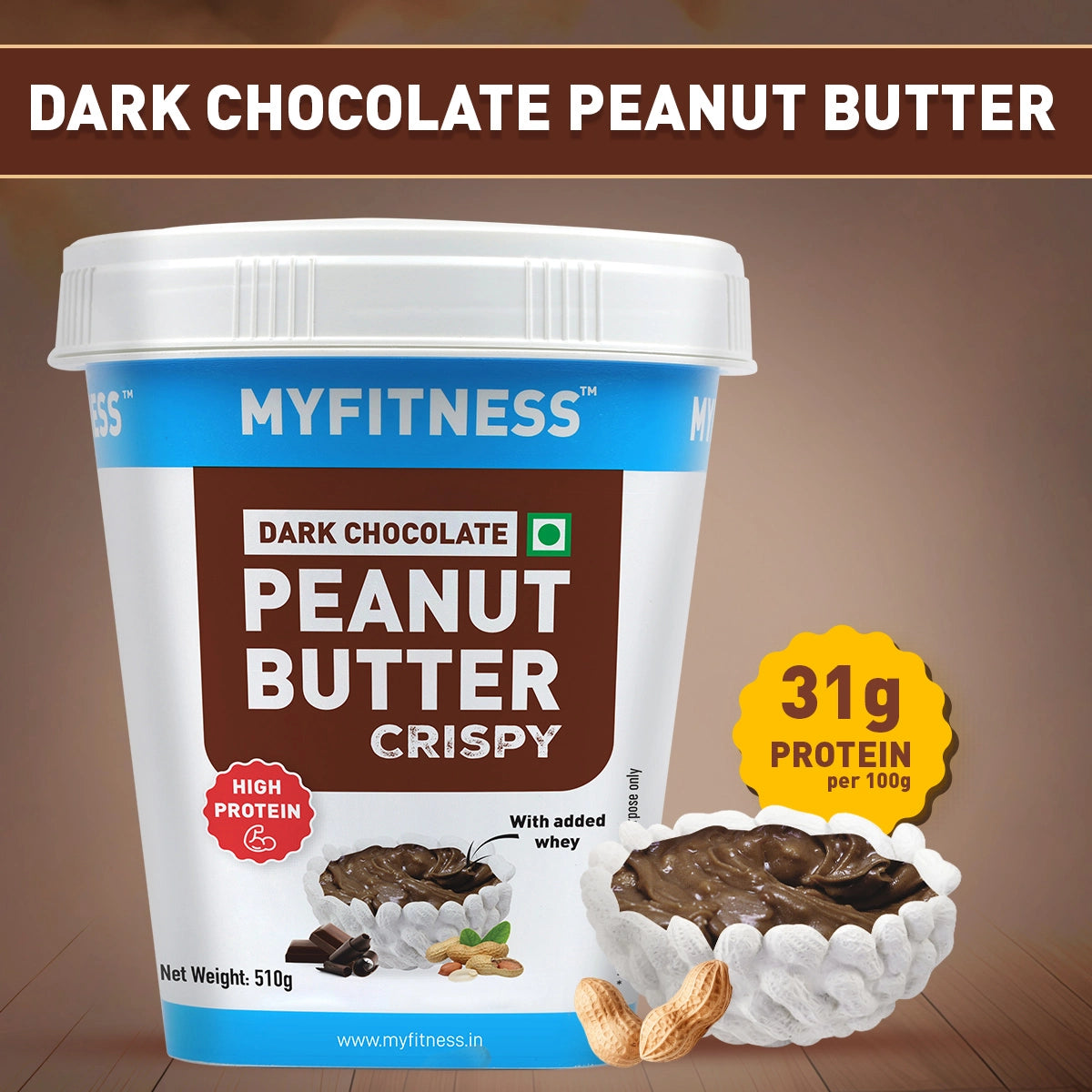 Dark Chocolate Crispy Peanut butter with Added Whey (31% Protein)