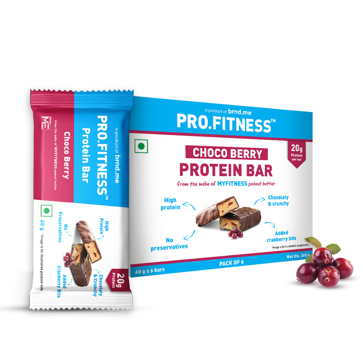 PRO.FITNESS Choco berry Protein Bar 60g, Pack of 6