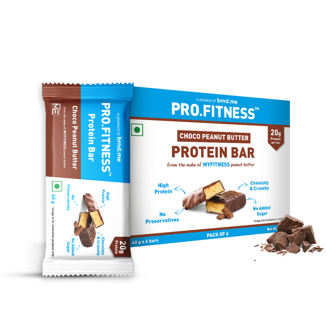 PRO.FITNESS Chocolate Peanut Butter Protein Bar 60g, Pack of 6