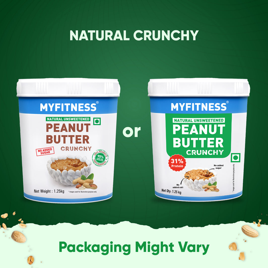 MyFitness Peanut Butter - Natural Unsweetened | 31% Protein | Crunchy | Zero Sugar Peanut Butter Spread
