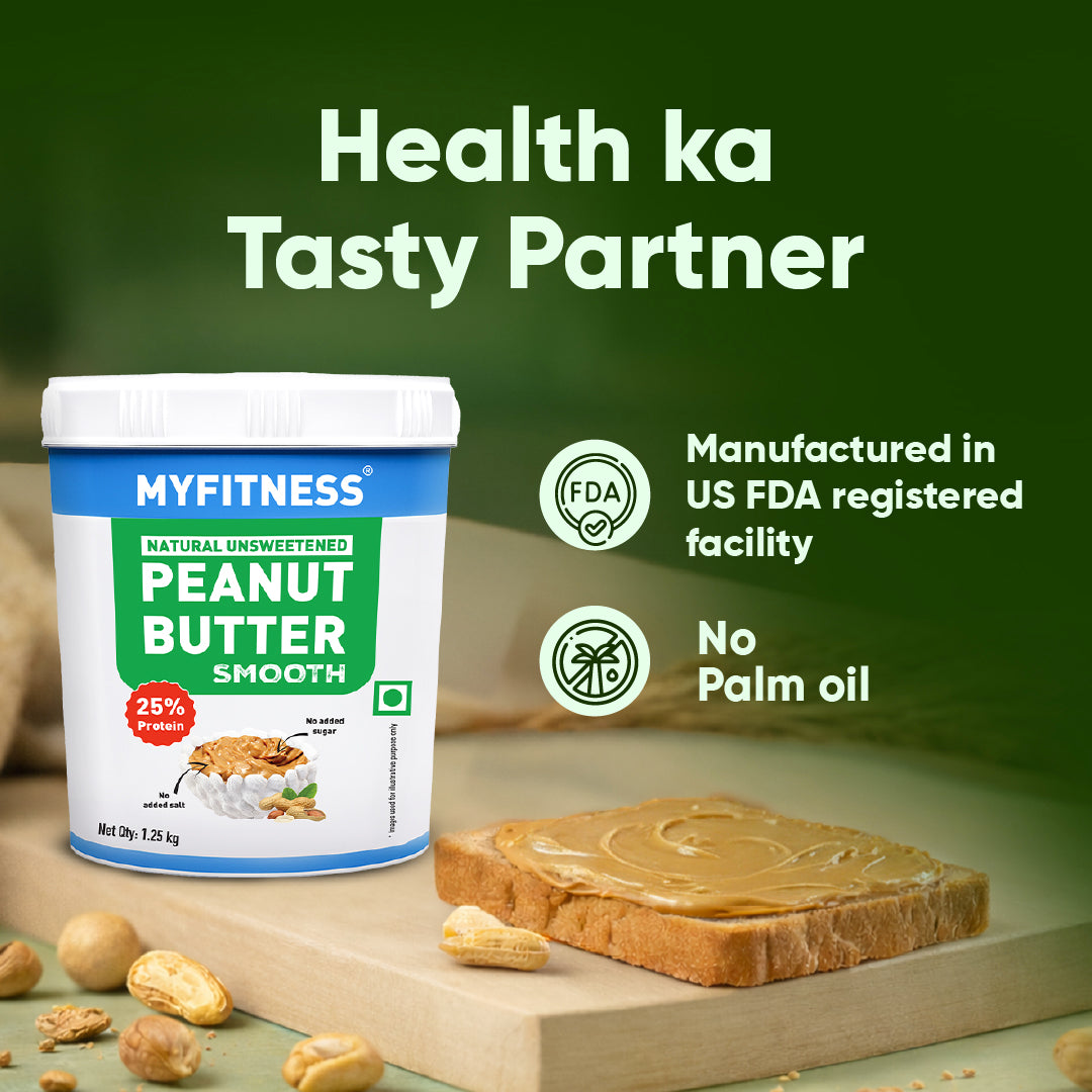 MyFitness Peanut Butter - Natural Unsweetened | 25% Protein | Smooth | Zero Sugar Peanut Butter Spread