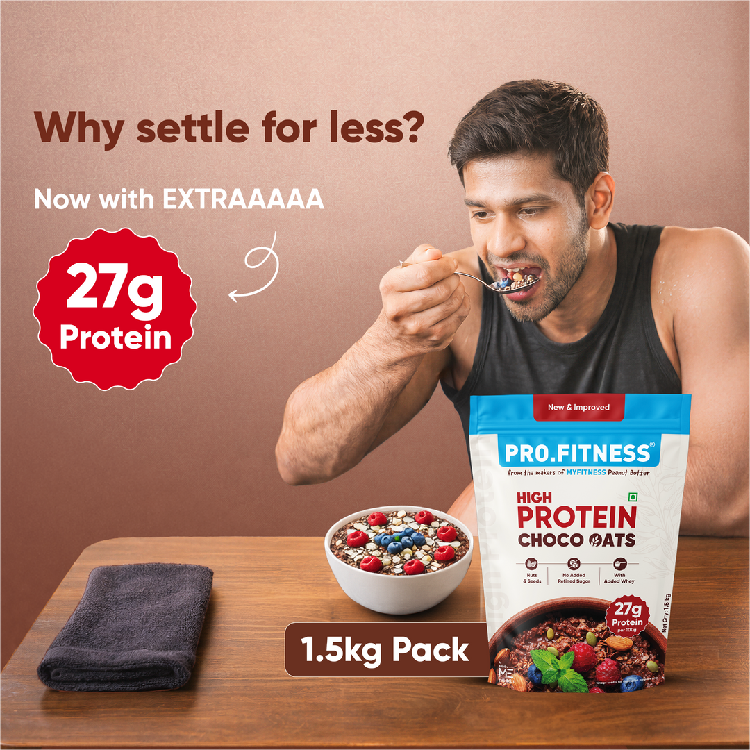 Pro.Fitness High Protein Chocolate Oats | Dark Chocolate | Healthy Oats With Nuts, Seeds & Added Whey