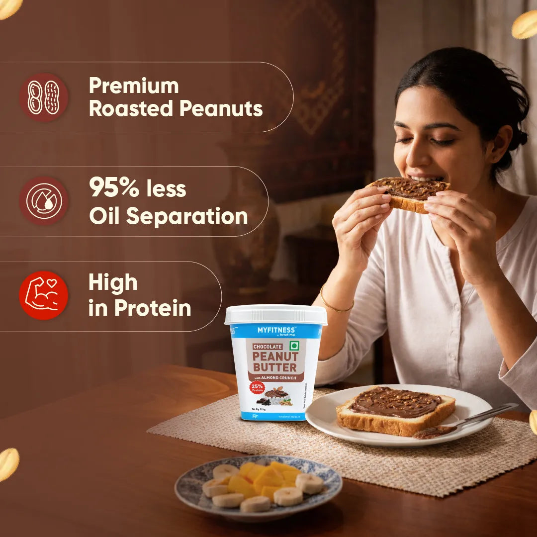 MyFitness Peanut Butter - Chocolate | 25% Protein | Almond Crunch | Chocolate Peanut Butter Spread