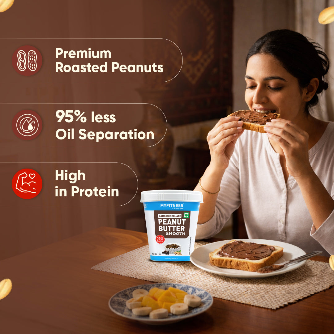 MyFitness Peanut Butter - Dark Chocolate | 30% Protein | Smooth | Rich Chocolate Peanut Butter Spread