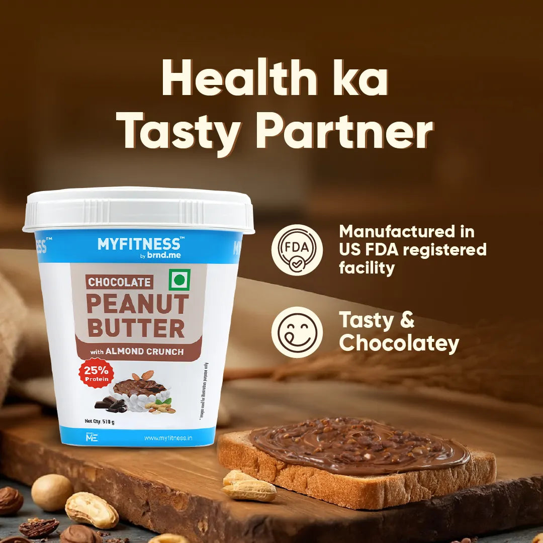 MyFitness Peanut Butter - Chocolate | 25% Protein | Almond Crunch | Chocolate Peanut Butter Spread