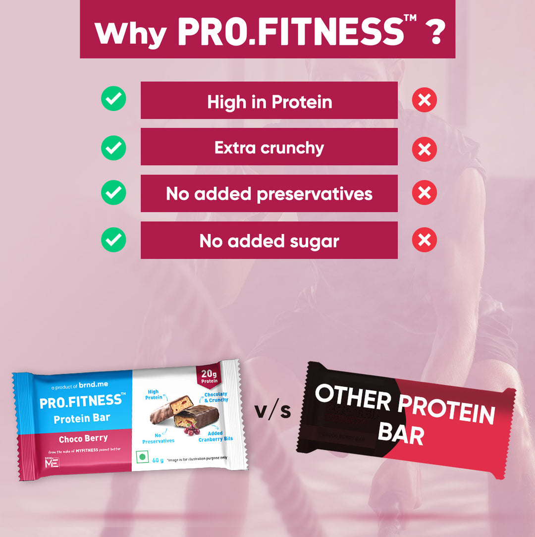 PRO.FITNESS Choco berry Protein Bar 60g, Pack of 6