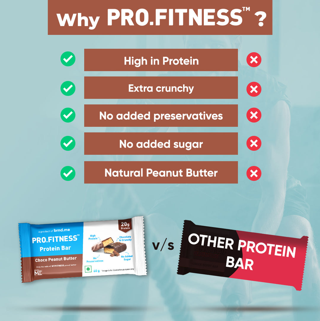 PRO.FITNESS Chocolate Peanut Butter Protein Bar 60g, Pack of 6