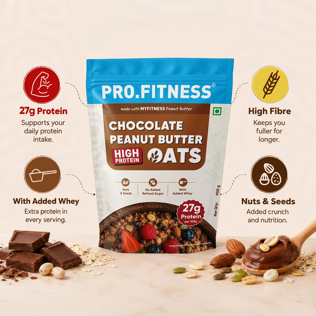 Pro.Fitness High Protein Chocolate Peanut Butter Oats | Made with MyFitness Chocolate Peanut Butter | 27% Protein | No Added Refined Sugar