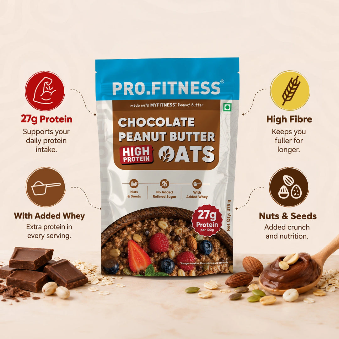 Pro.Fitness High Protein Chocolate Peanut Butter Oats | Made with MyFitness Chocolate Peanut Butter | 27% Protein | No Added Refined Sugar