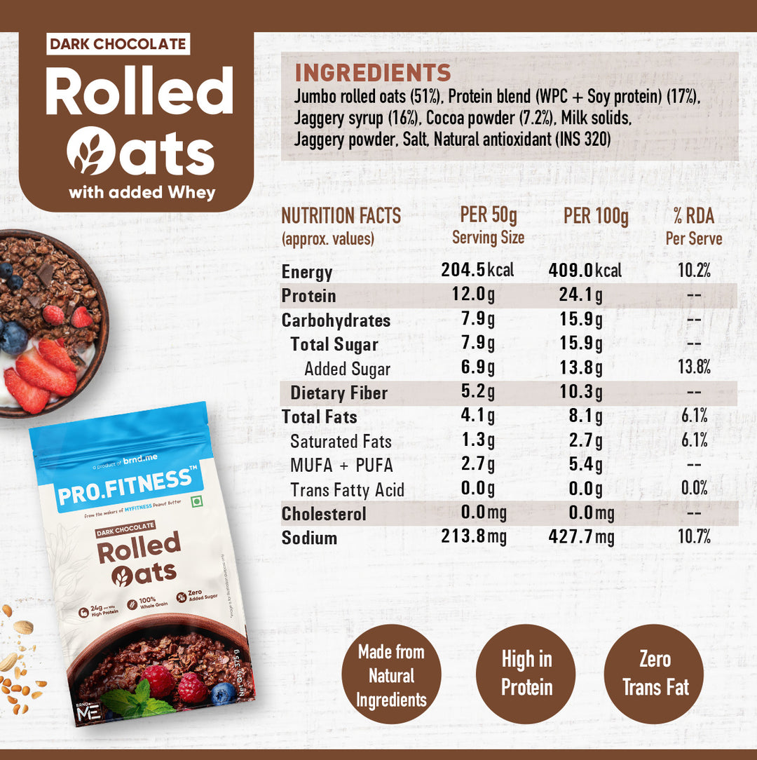 PRO.FITNESS Dark Chocolate Rolled Oats 375g