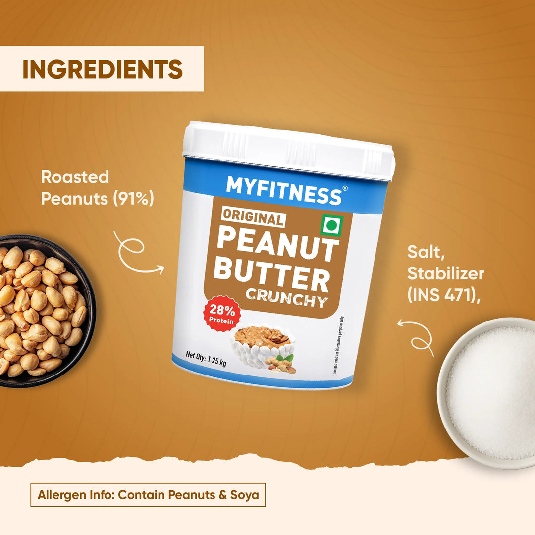MyFitness Peanut Butter - Original | 28% Protein | Crunchy | Classic Peanut Butter Spread