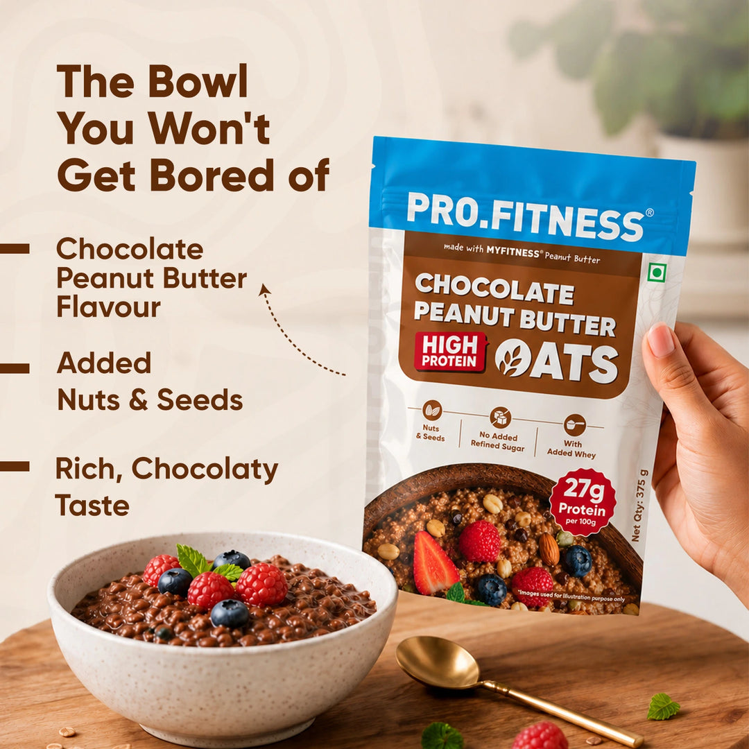 Pro.Fitness High Protein Chocolate Peanut Butter Oats | Made with MyFitness Chocolate Peanut Butter | 27% Protein | No Added Refined Sugar