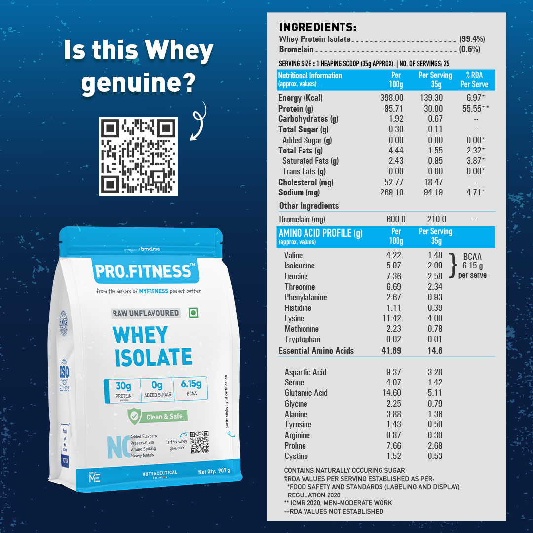 Whey Protein Isolate - Unflavoured (85% Protein)