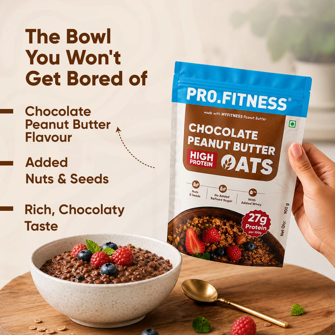 Pro.Fitness High Protein Chocolate Peanut Butter Oats | Made with MyFitness Chocolate Peanut Butter | 27% Protein | No Added Refined Sugar