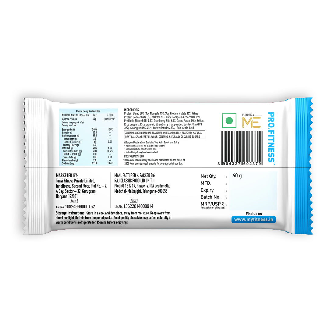 Protein Bar - Choco Berry Flavour (20g Protein)