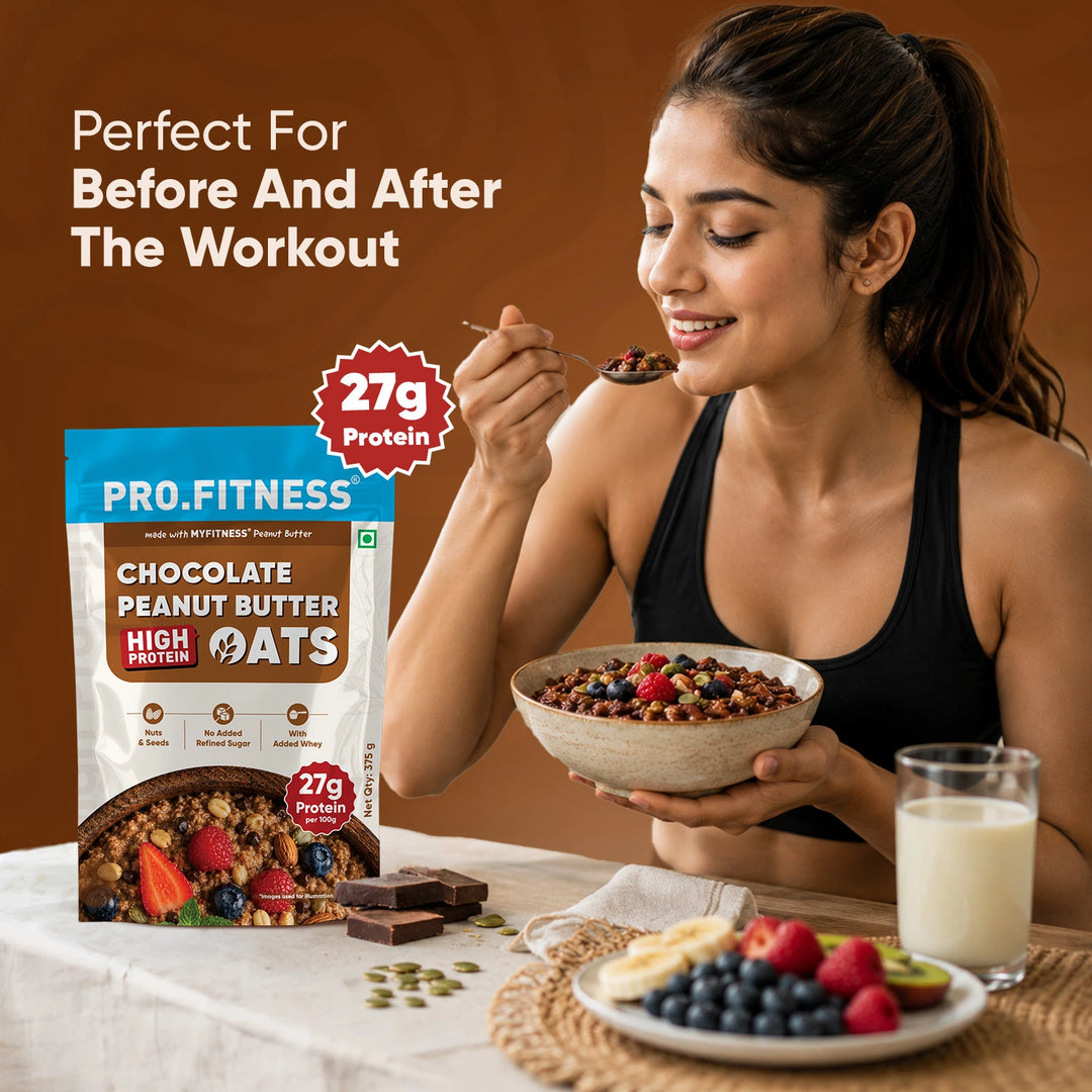 Pro.Fitness High Protein Chocolate Peanut Butter Oats | Made with MyFitness Chocolate Peanut Butter | 27% Protein | No Added Refined Sugar