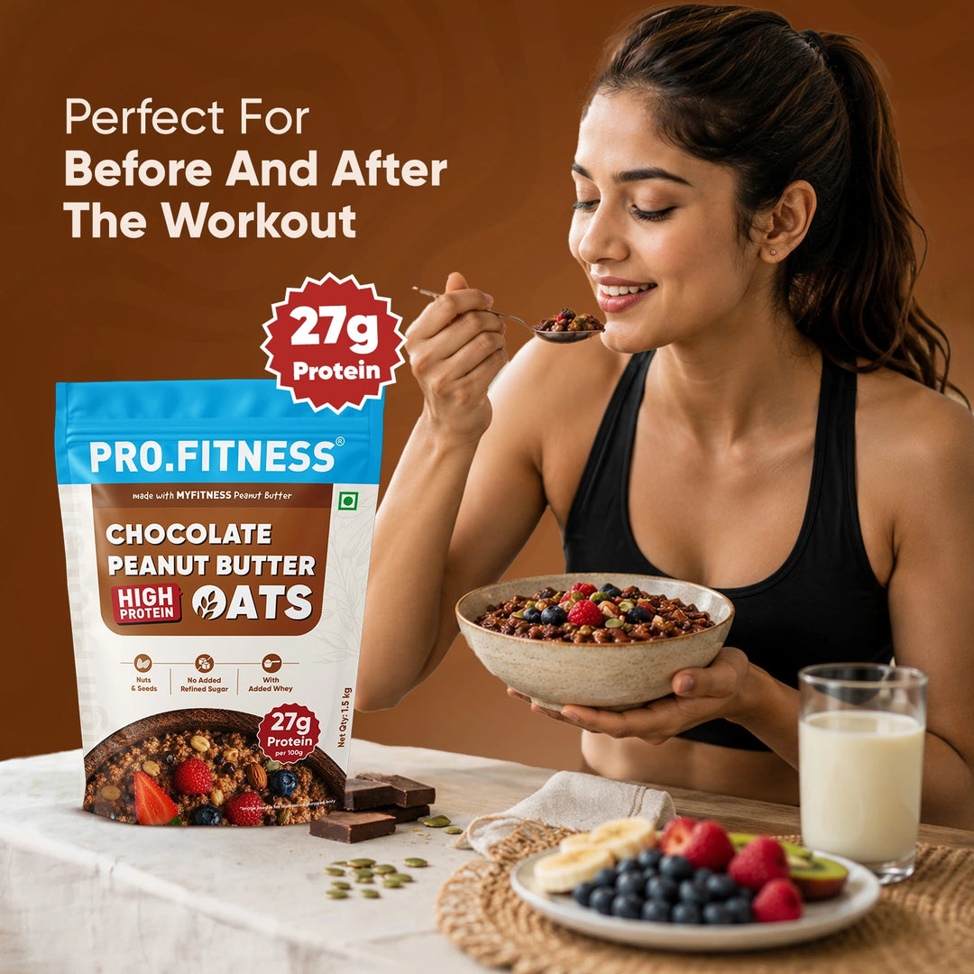 Pro.Fitness High Protein Chocolate Peanut Butter Oats | Made with MyFitness Chocolate Peanut Butter | 27% Protein | No Added Refined Sugar