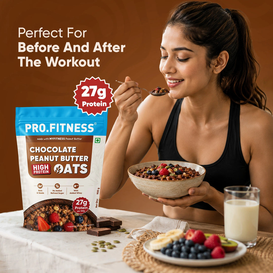 Pro.Fitness High Protein Chocolate Peanut Butter Oats | Made with MyFitness Chocolate Peanut Butter | 27% Protein | No Added Refined Sugar