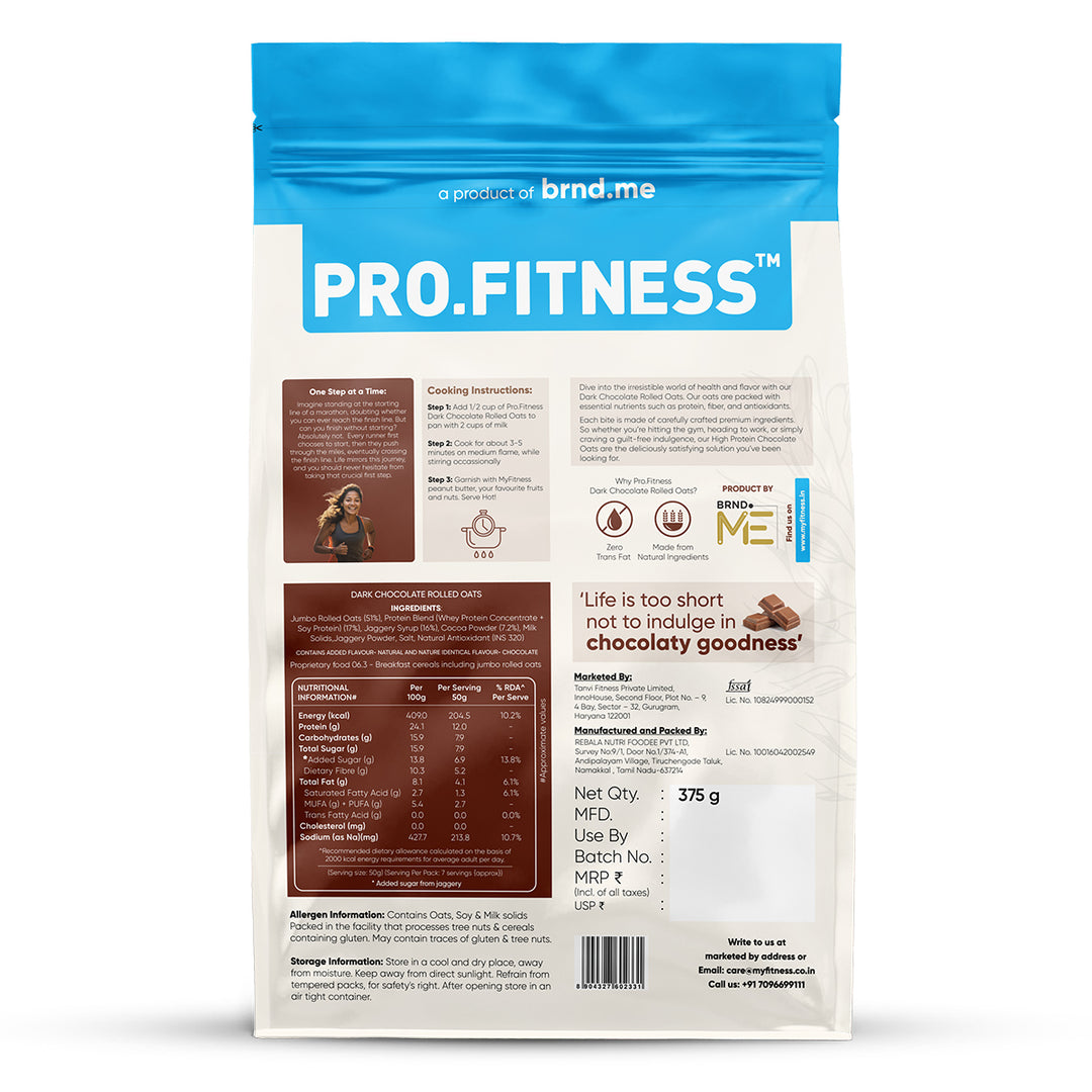 PRO.FITNESS Dark Chocolate Rolled Oats 375g