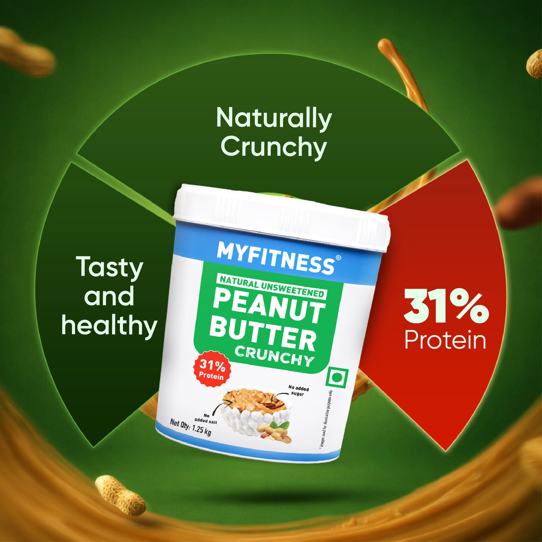 MyFitness Peanut Butter - Natural Unsweetened | 31% Protein | Crunchy | Zero Sugar Peanut Butter Spread