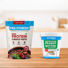 High Protein Healthy Breakfast combo (1.4kg) | 27g High Protein Chocolate Oats (900g) + Unsweetened Peanut Butter- Natural Crunchy (510g)