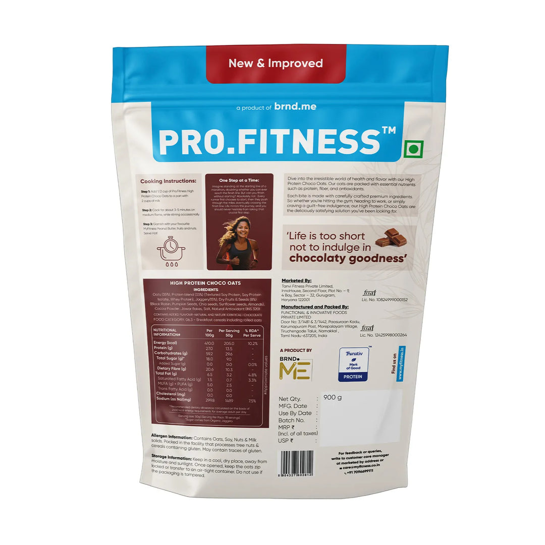 Pro.Fitness High Protein Chocolate Oats | Dark Chocolate | Healthy Oats With Nuts, Seeds & Added Whey