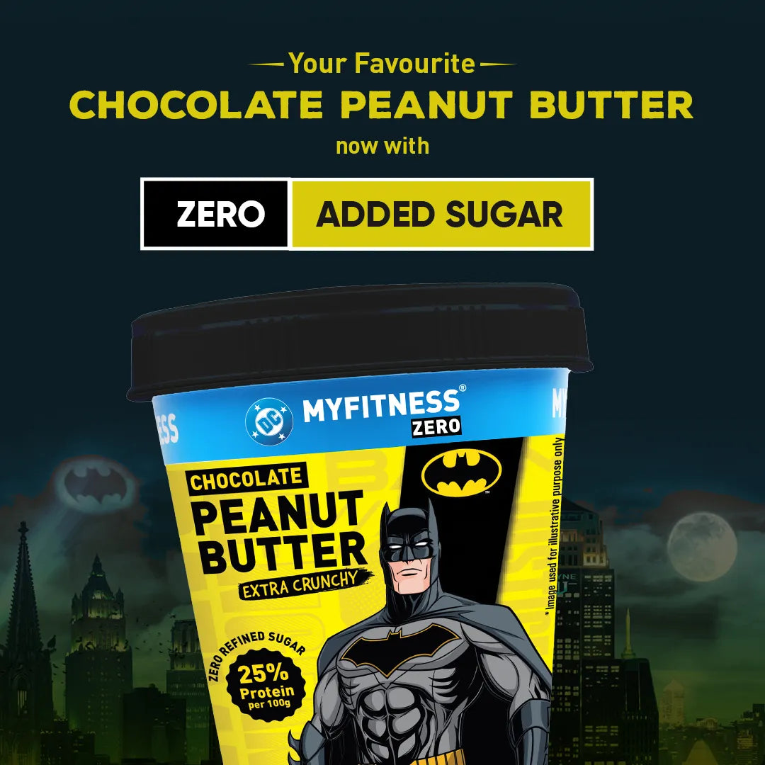 MyFitness x Batman | Chocolate Zero Peanut Butter Extra Crunchy | 27% Protein | Zero Added Sugar | High Protein