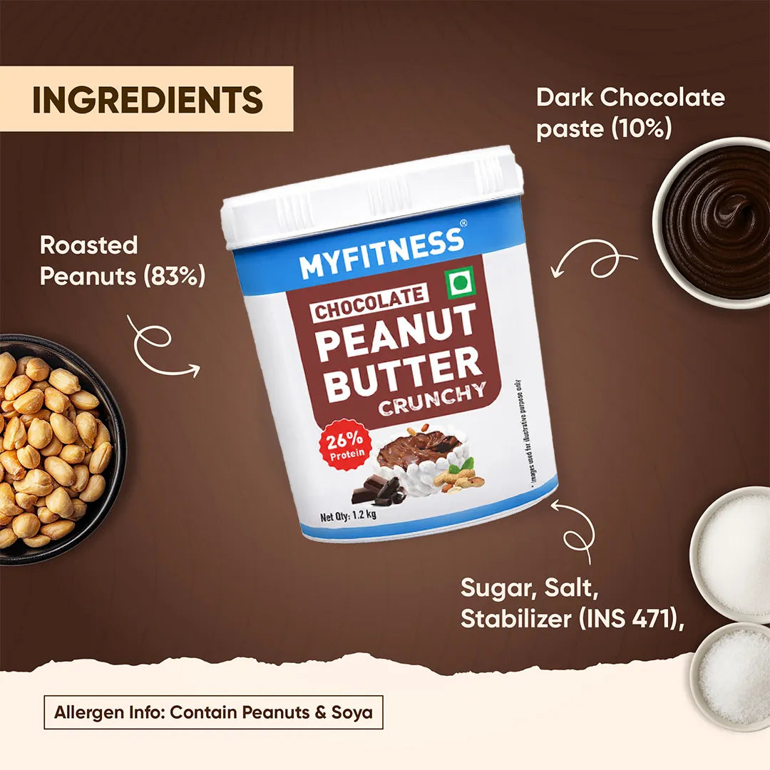 MyFitness Peanut Butter - Chocolate | 26% Protein | Crunchy | Chocolate Peanut Butter Spread