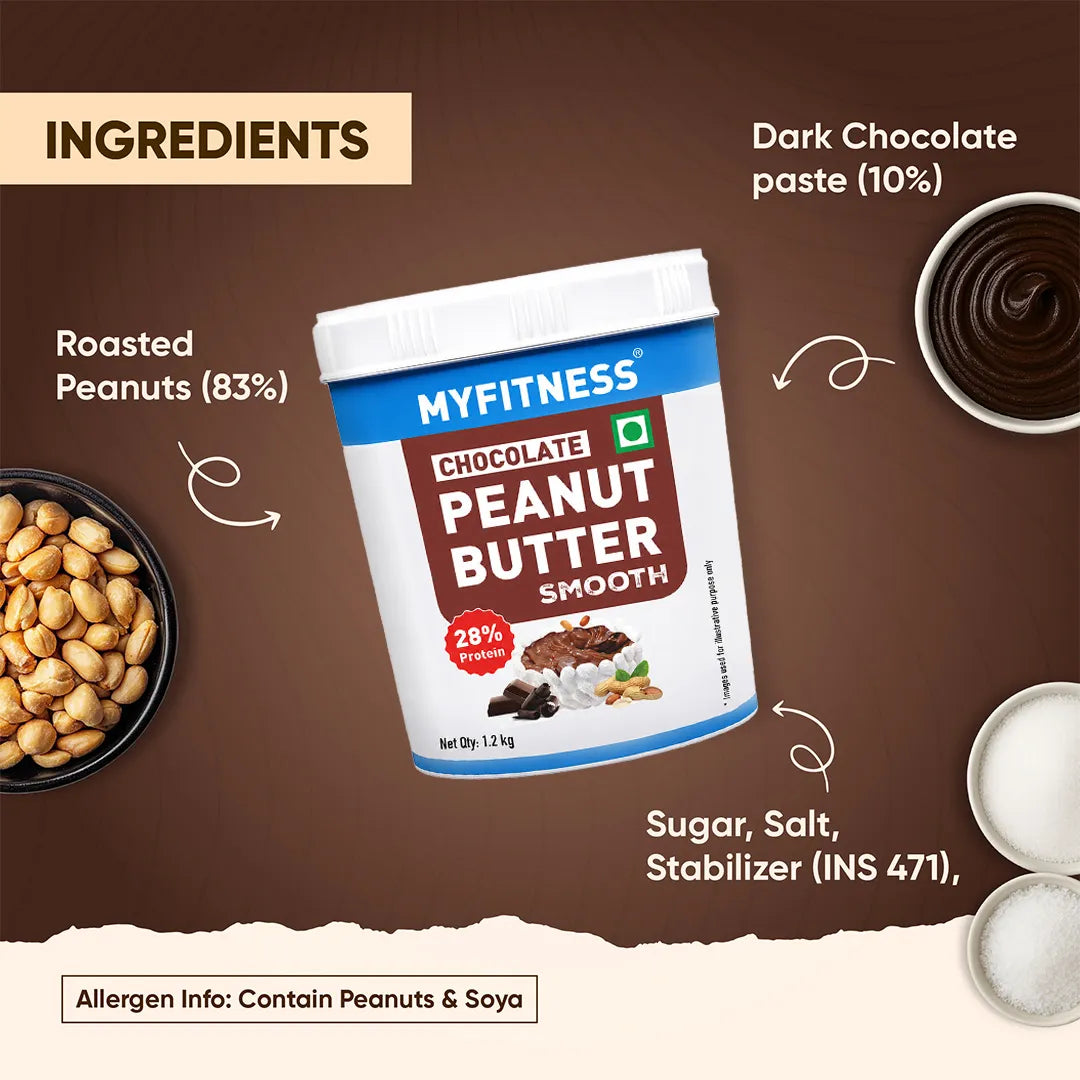 MyFitness Peanut Butter - Chocolate | 28% Protein | Smooth | Chocolate Peanut Butter Spread