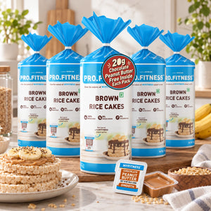 Pro.Fitness Brown Rice Cakes with FREE 20g Peanut Butter Pack | Pack of 5 | 100% Whole Grain Brown Rice | 8.4% Protein | 7.2% Fibre
