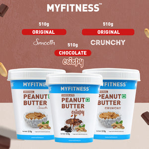MYFITNESS Peanut Butter Trial Pack - Original Smooth, Original Crunchy & Chocolate Crispy