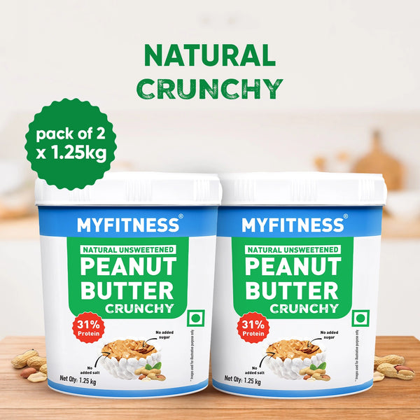 MyFitness Peanut Butter - Natural Unsweetened | 31% Protein | Crunchy | Zero Sugar Peanut Butter Spread