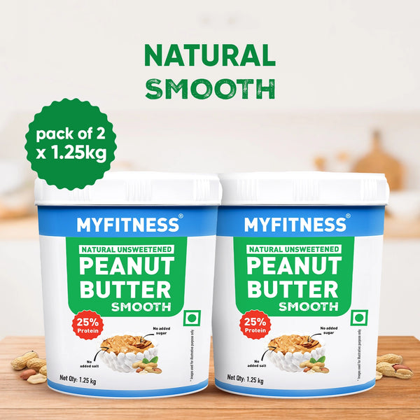 MyFitness Peanut Butter - Natural Unsweetened | 25% Protein | Smooth | Zero Sugar Peanut Butter Spread