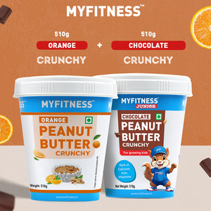 MYFITNESS Peanut Butter Treat for Kids – Orange Crunchy & Junior Crunchy