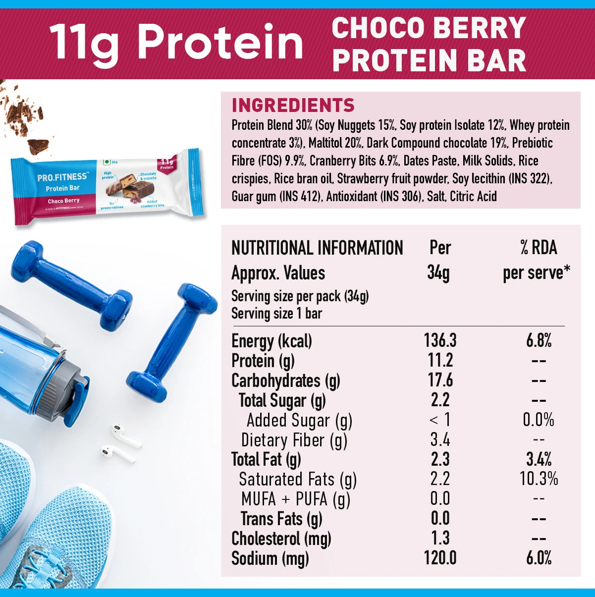 Pro.Fitness Protein Bar - Choco Berry Flavour