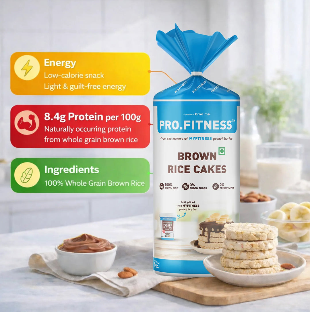 Pro.Fitness Brown Rice Cakes | 100% Whole Grain Brown Rice | 8.4% Protein | 7.2% Fibre | Zero Added Sugar |
