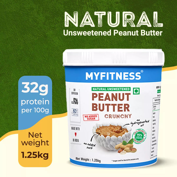 Natural Zero Sugar Crunchy Peanut Butter (32% Protein)