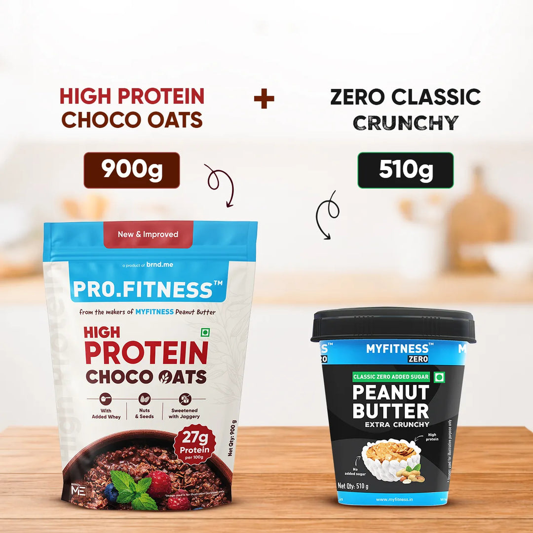 High Protein Combo | High Protein Chocolate Oats + Peanut Butter Classic Zero | Healthy Breakfast
