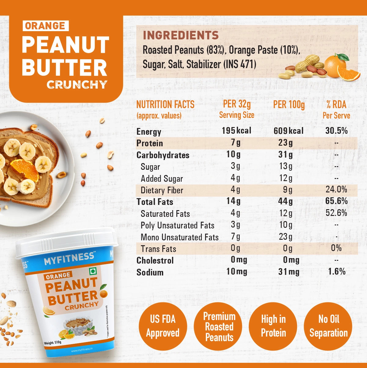 Orange Peanut Butter Crunchy