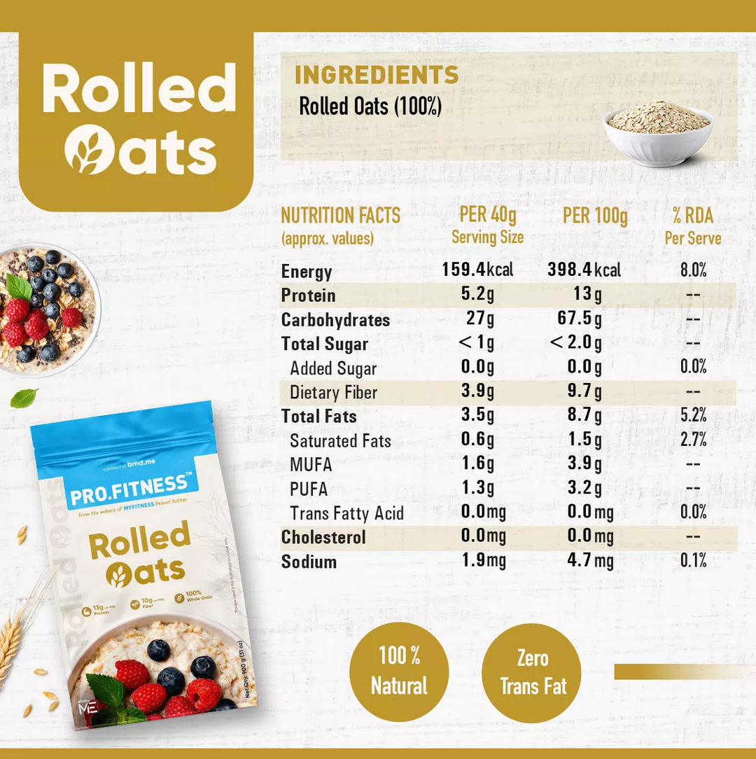 Rolled Oats (13% Protein, 10g Fiber)