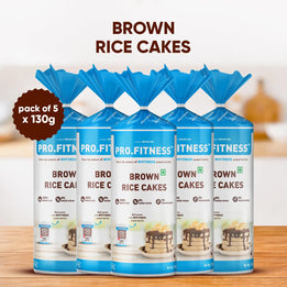 Pro.Fitness Brown Rice Cakes with FREE 20g Peanut Butter Pack | Pack of 5 | 100% Whole Grain Brown Rice | 8.4% Protein | 7.2% Fibre