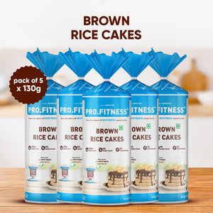 Pro.Fitness Brown Rice Cakes with FREE 20g Peanut Butter Pack | Pack of 5 | 100% Whole Grain Brown Rice | 8.4% Protein | 7.2% Fibre